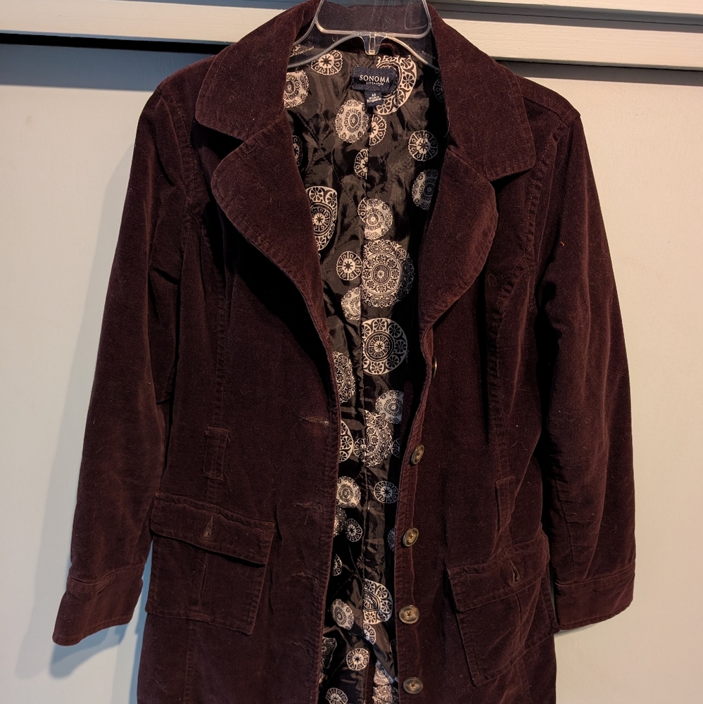 Sonoma Brown Corduroy-like coat size Medium